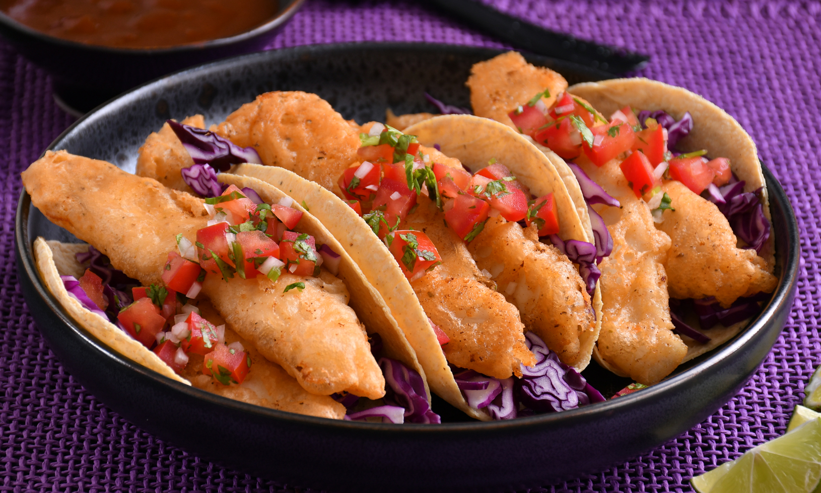 Tacos de fajitas de pescado baja